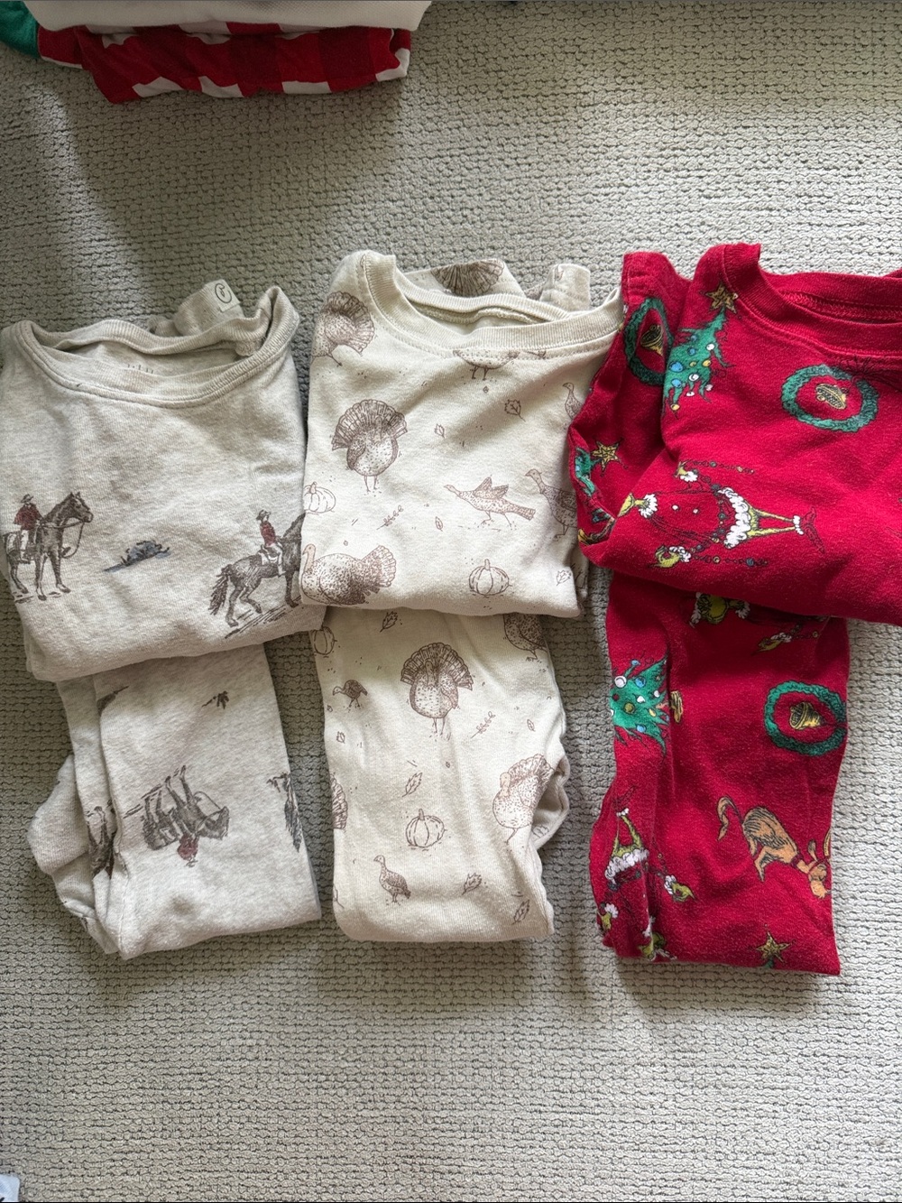 3-Pack Toddler Sleepwear Set - Cowboys, Turkeys & Grinch Holiday Pair